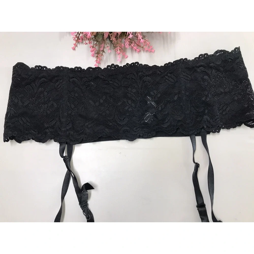 Women's Cacique Sensual Sexy Black Lace Garter Belt Sz 22-24 Boning Romantic
